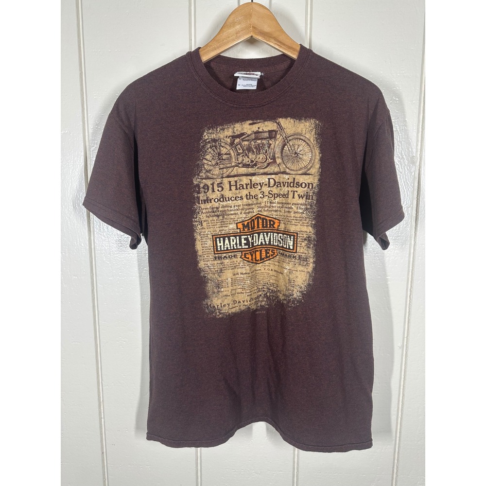 Harley-Davidson T-Shirt Mens M Brown Sonoma County 1915 3-Speed Twin Graphic Tee